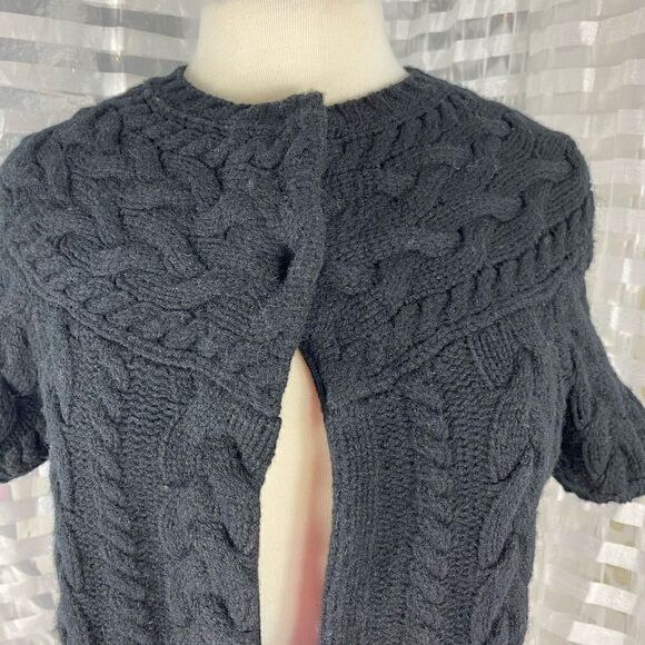 BCBG MaxAzria Black Short Sleeve Cable Knit Sweater - Picture 2 of 7